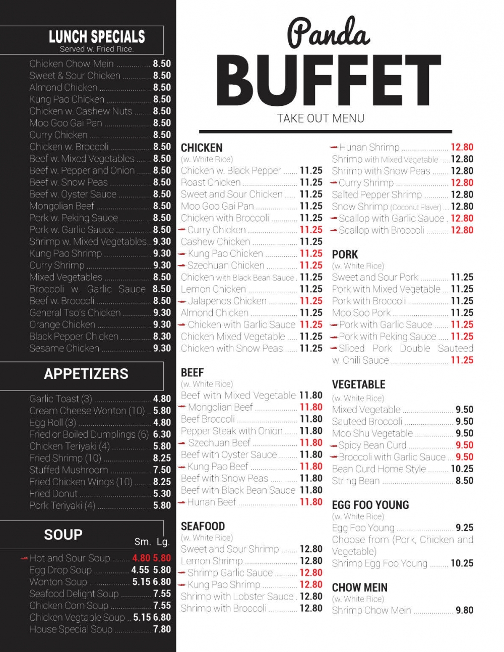 Takeout Menu page 1